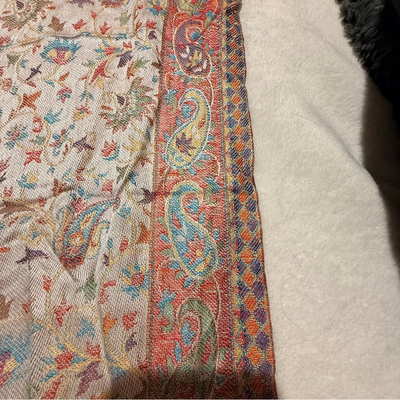 ✨ Luxe Indian Wool–Silk Jacquard Shawl | Hyderabad Artisan Weave | 30 x 80 NWOT - Picture 11 of 13